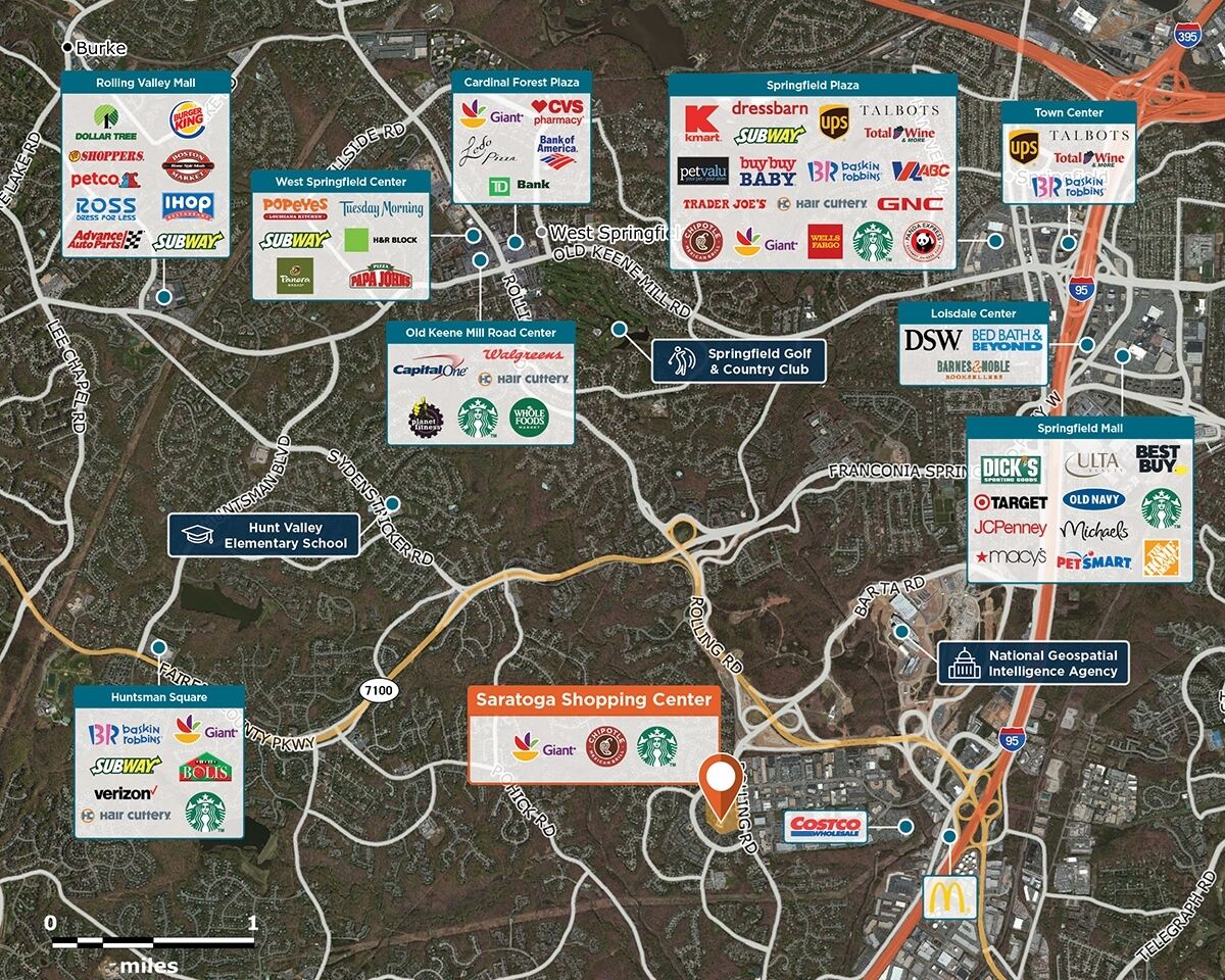 Saratoga Shopping Center Trade Area Map for Springfield, VA 22153