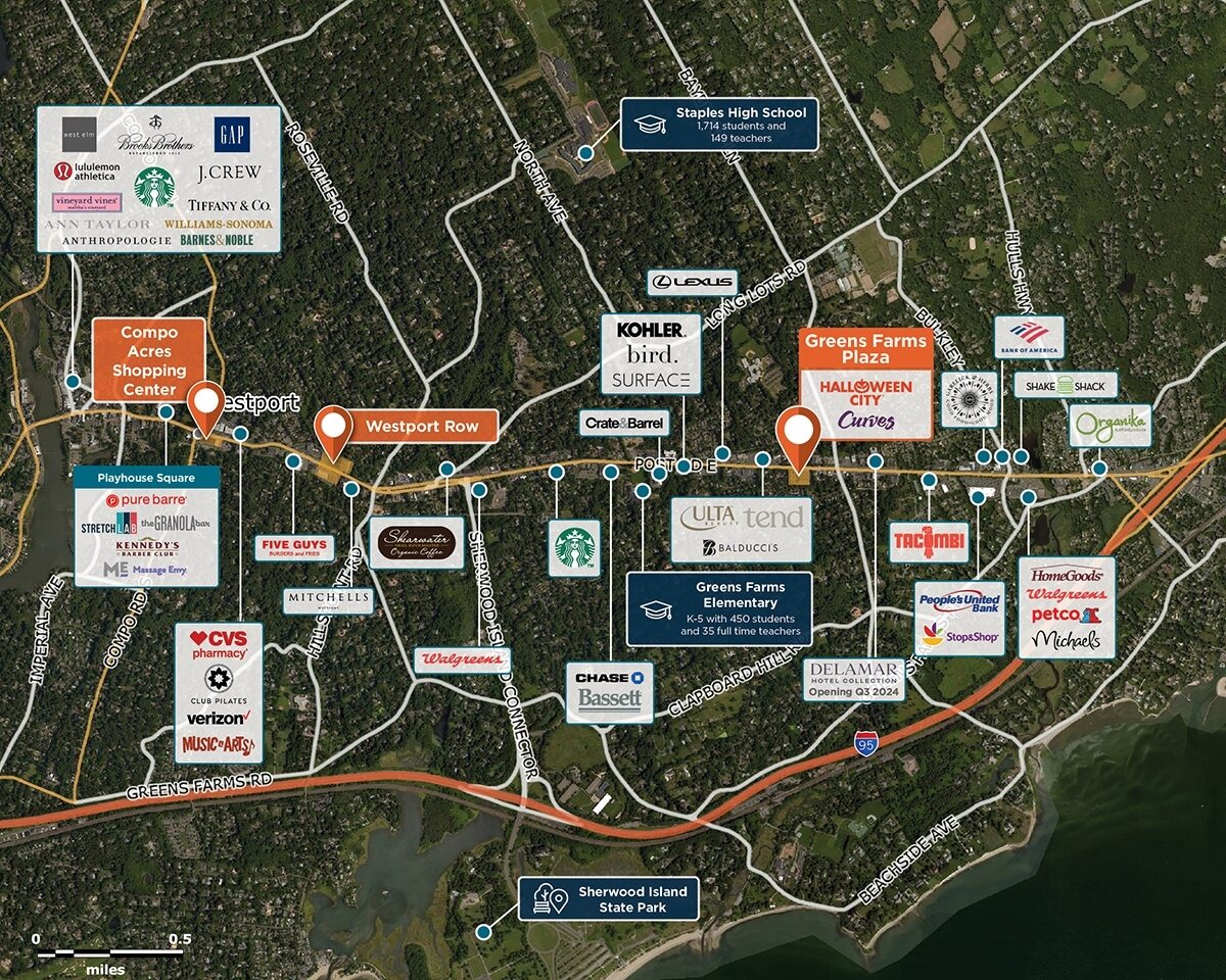 Greens Farms Plaza Trade Area Map for Westport, CT 06880