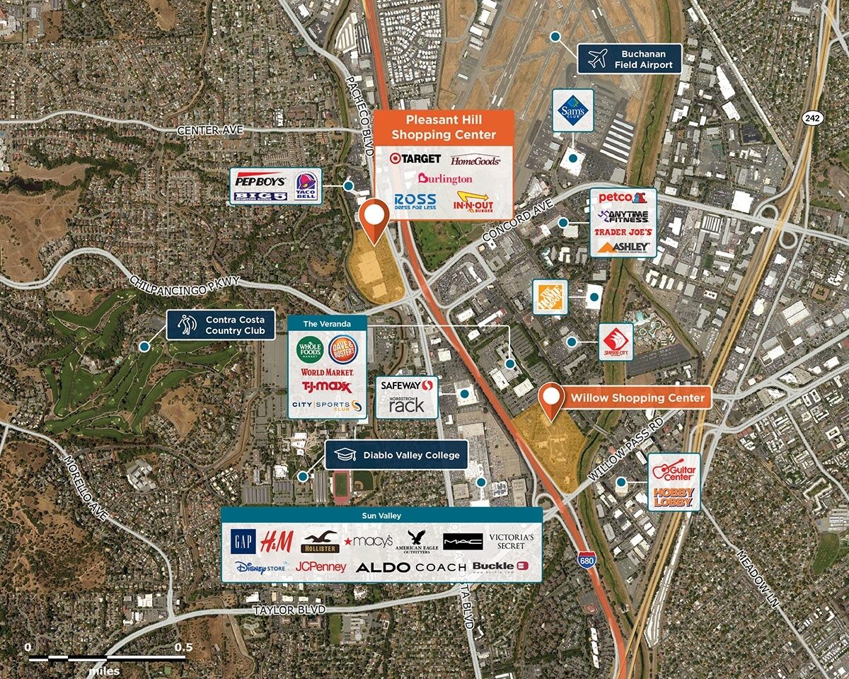 Pleasant Hill Shopping Center Trade Area Map for Pleasant Hill, CA 94523