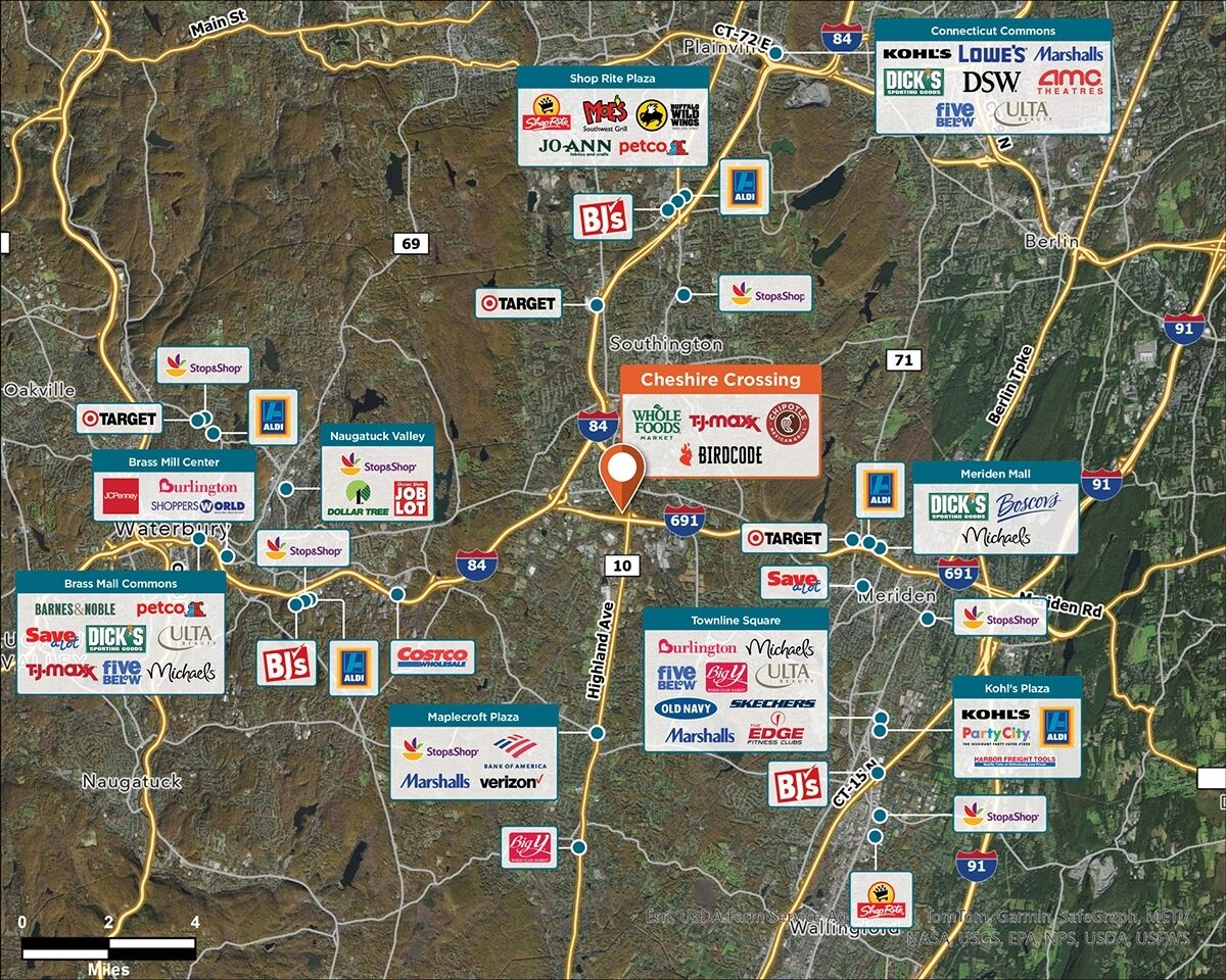The Shops at Stone Bridge Trade Area Map for Cheshire, CT 06410