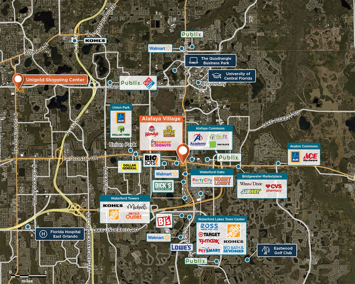 Alafaya Village Trade Area Map for Orlando, FL 32817