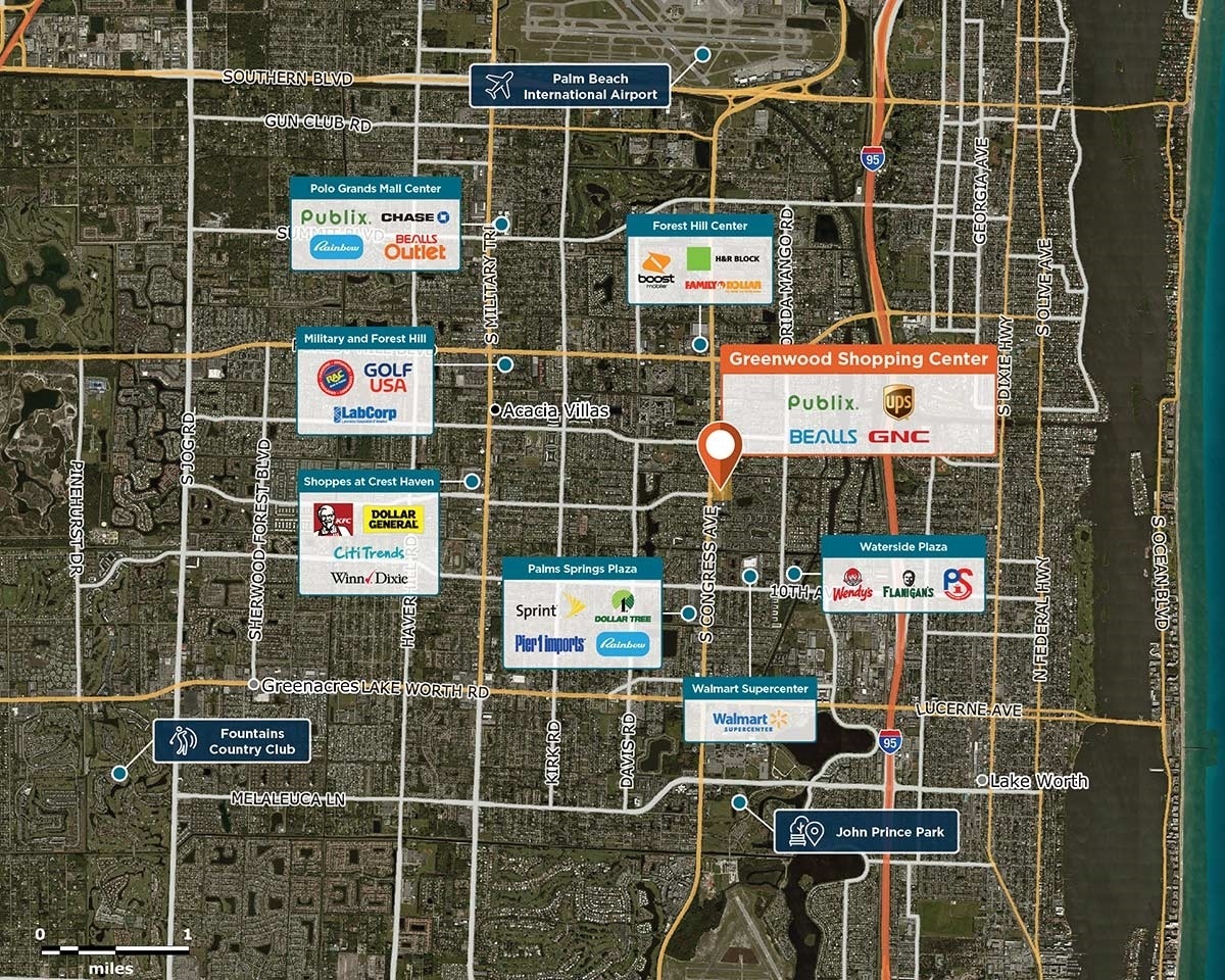 Greenwood Shopping Centre Trade Area Map for Palm Springs, FL 33461