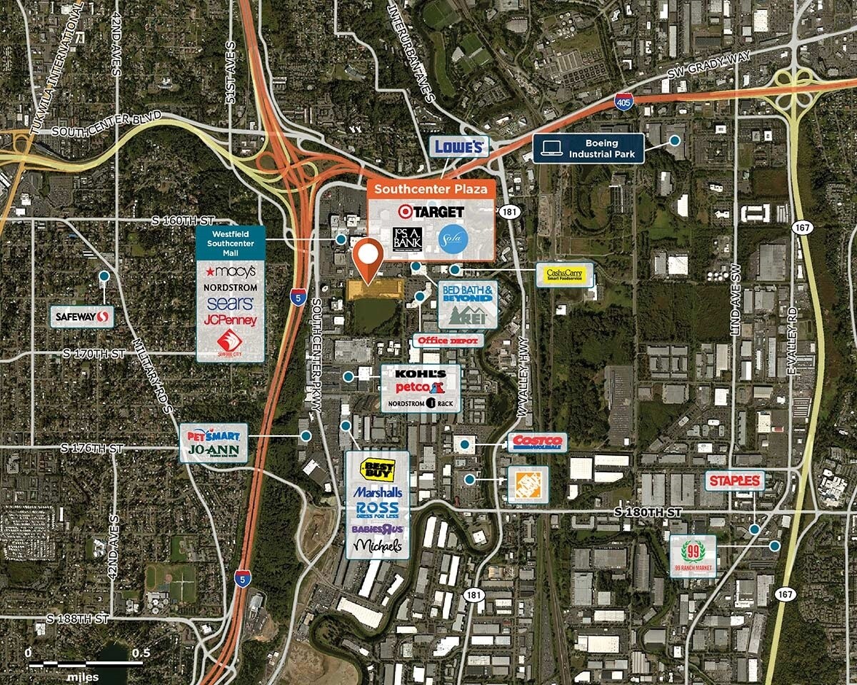 Southcenter Plaza Trade Area Map for Tukwila, WA 98188