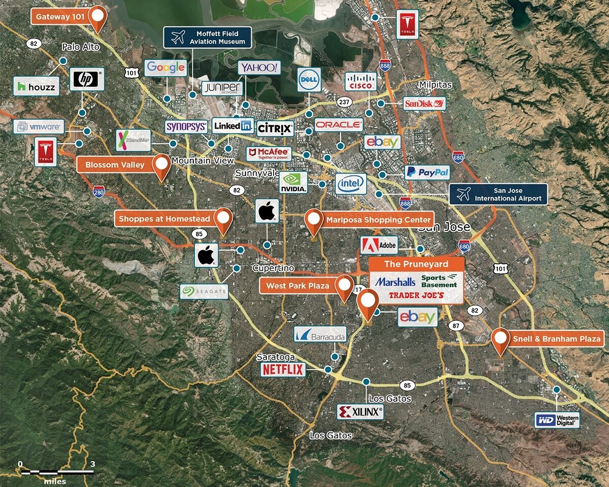 The Pruneyard Trade Area Map for Campbell, CA 95008