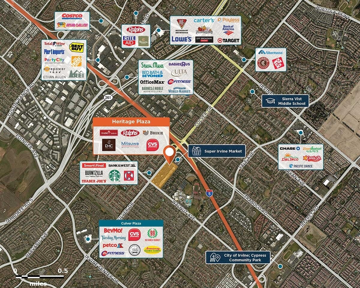 Heritage Plaza Trade Area Map for Irvine, CA 92604