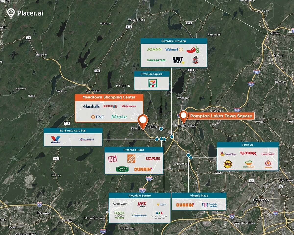 Meadtown Shopping Center Trade Area Map for Kinnelon, NJ 07405