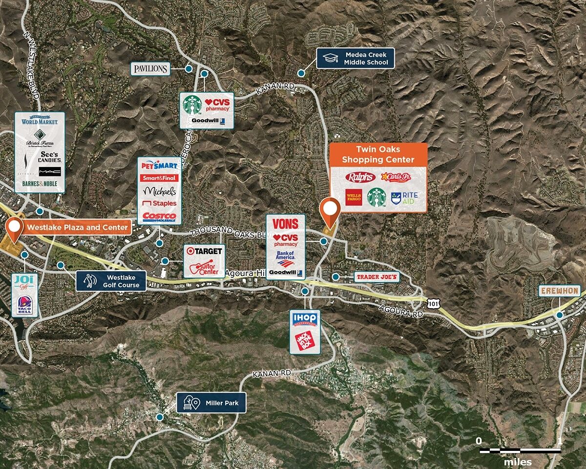 Twin Oaks Shopping Center Trade Area Map for Agoura Hills, CA 91301