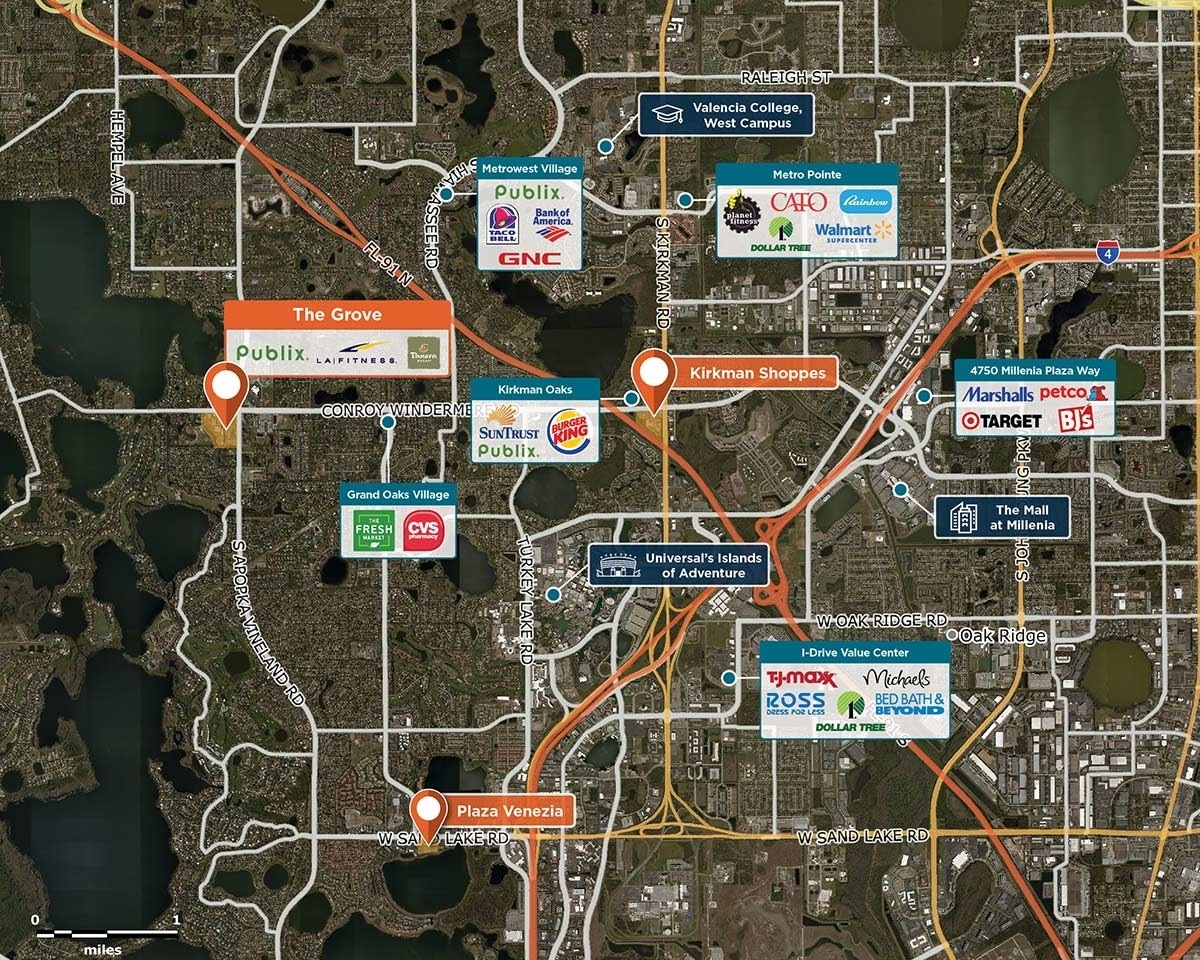 The Grove Trade Area Map for Windermere, FL 34786