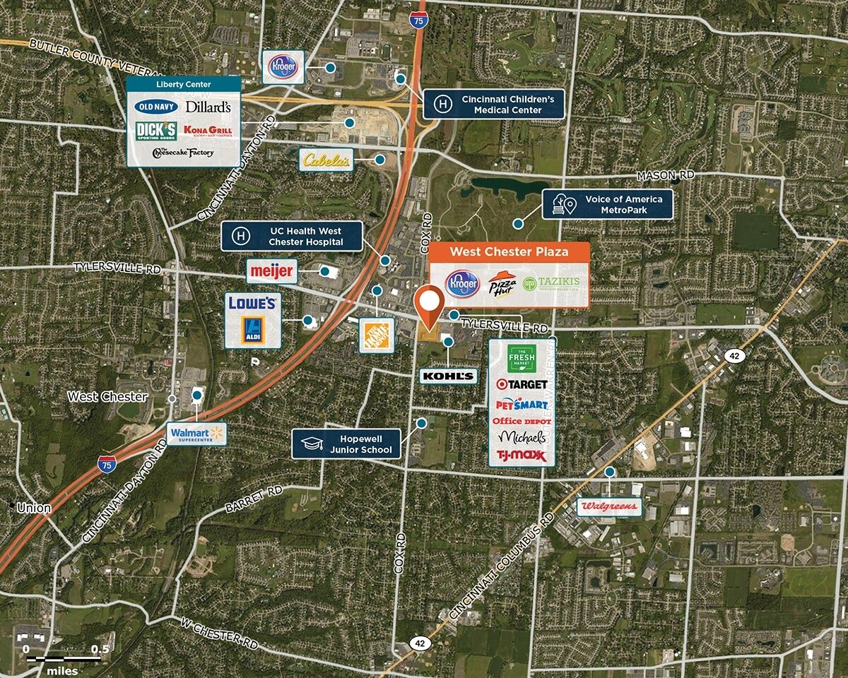 West Chester Plaza Trade Area Map for West Chester, OH 45069