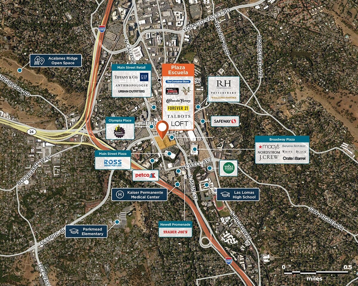 Plaza Escuela Trade Area Map for Walnut Creek, CA 94596