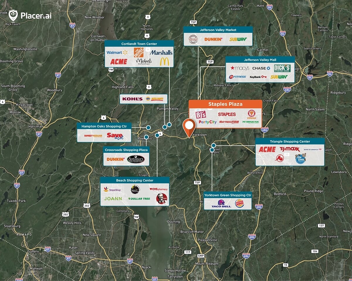 Staples Plaza-Yorktown Heights Trade Area Map for Yorktown, NY 10598