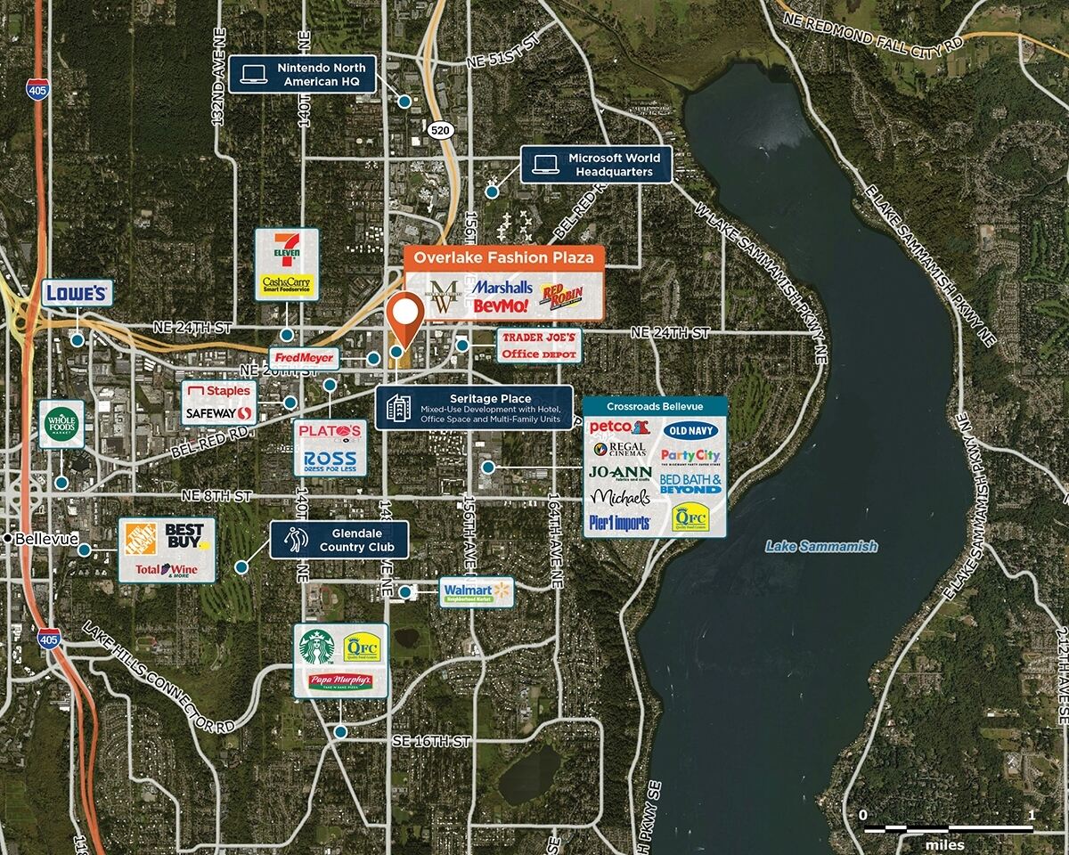 Overlake Fashion Plaza Trade Area Map for Redmond, WA 98052