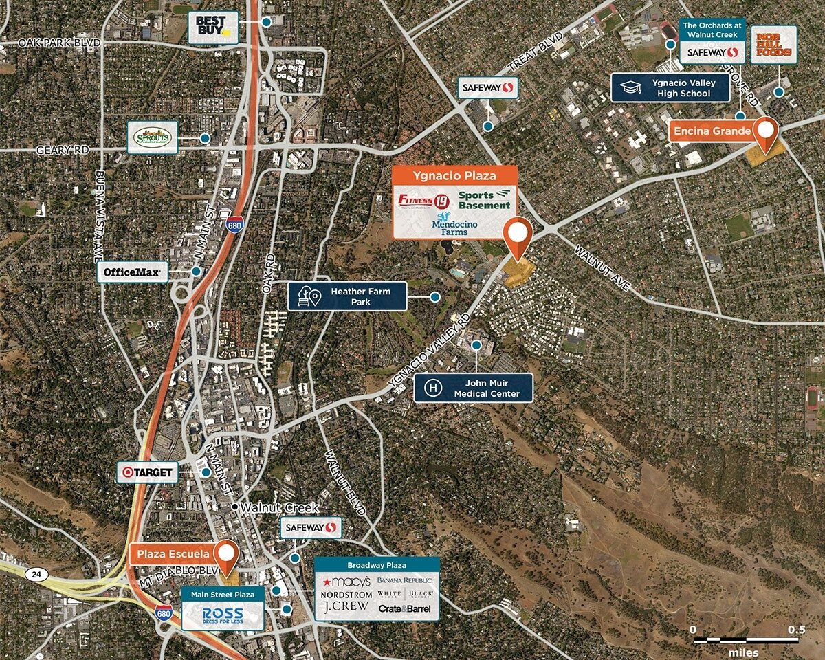 Ygnacio Plaza Trade Area Map for Walnut Creek, CA 94598