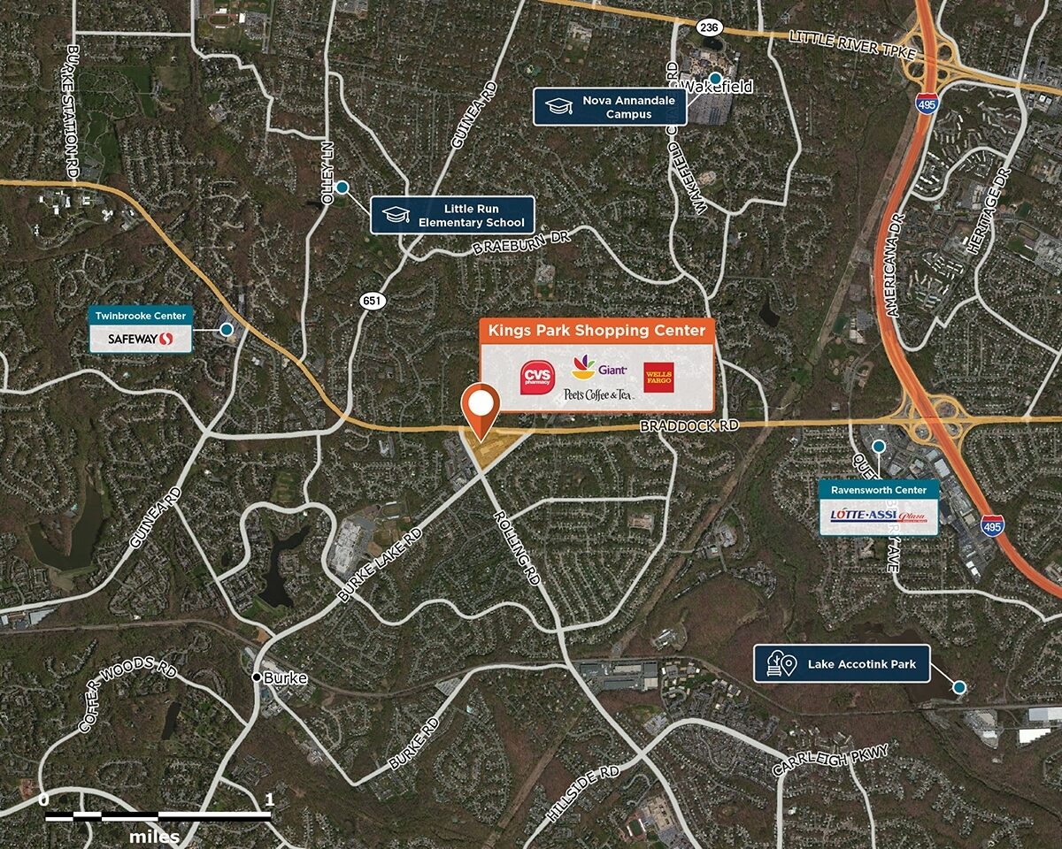 Kings Park Shopping Center Trade Area Map for Springfield, VA 22151