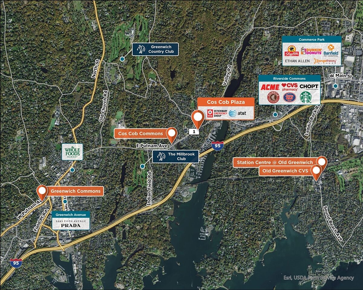 Cos Cob Plaza Trade Area Map for Greenwich, CT 06807