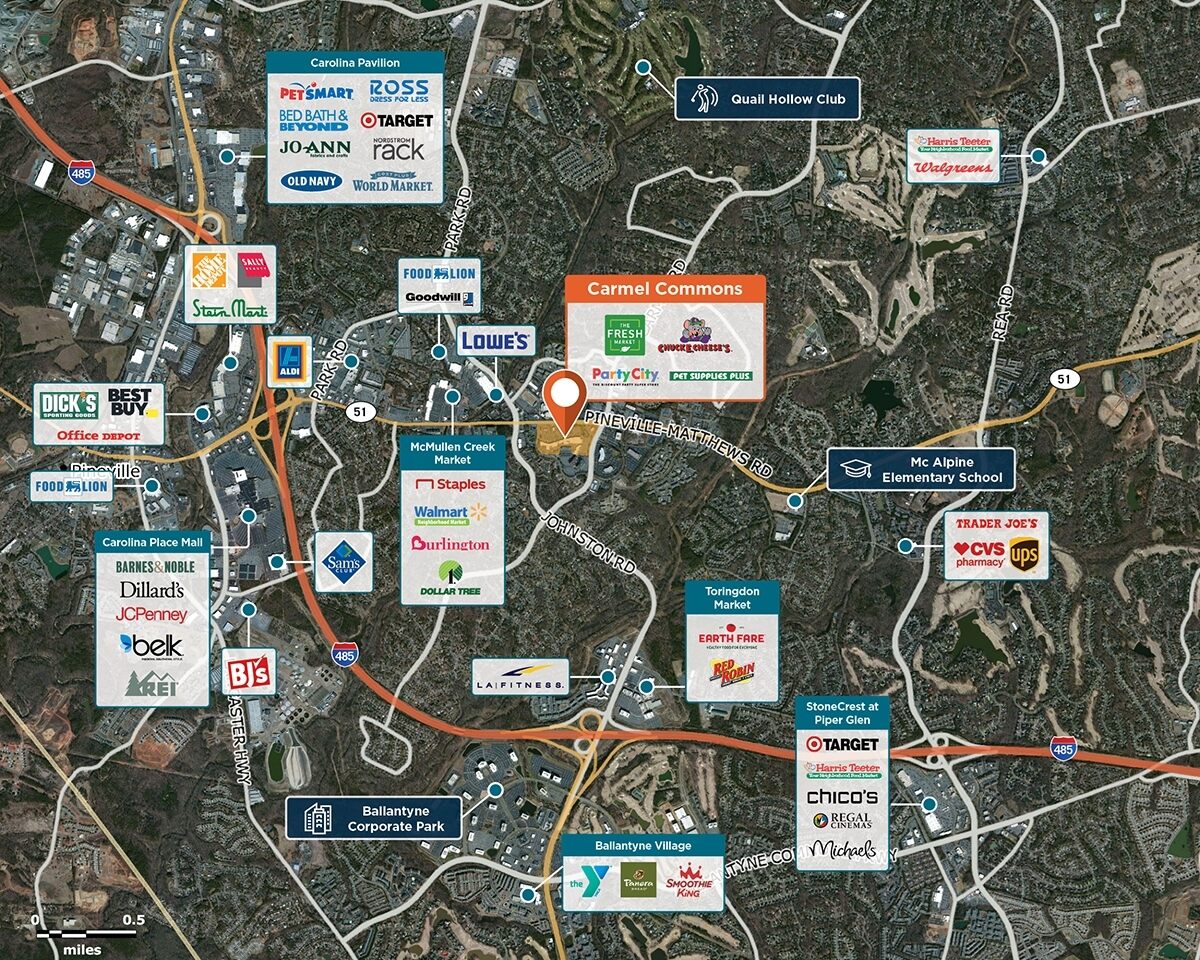 Carmel Commons Trade Area Map for Charlotte, NC 28226