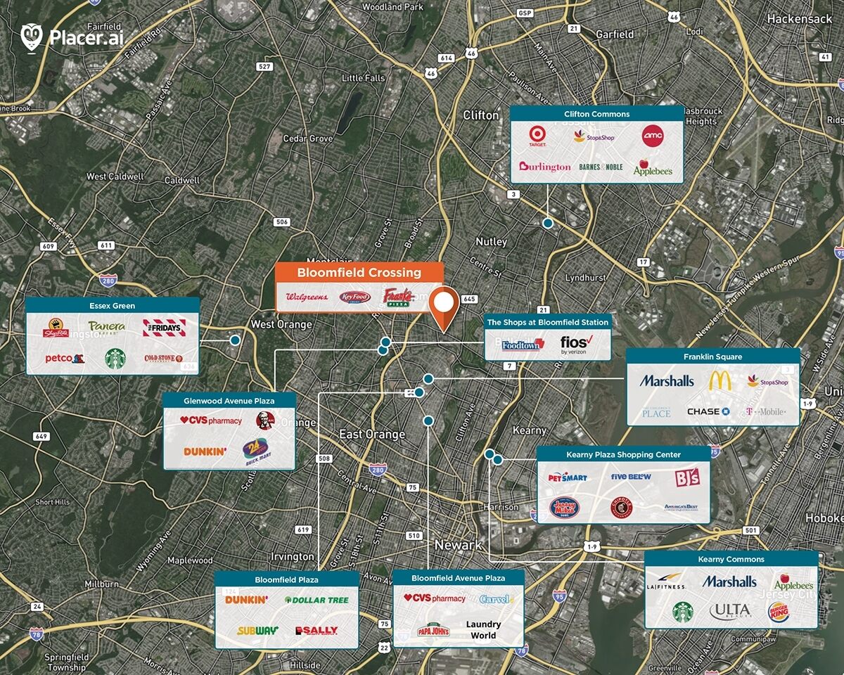 Bloomfield Crossing Trade Area Map for Bloomfield, NJ 07003