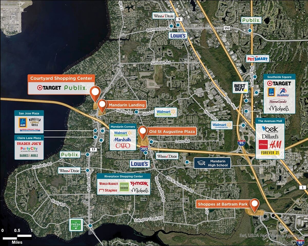 Courtyard Shopping Center Trade Area Map for Jacksonville, FL 32257