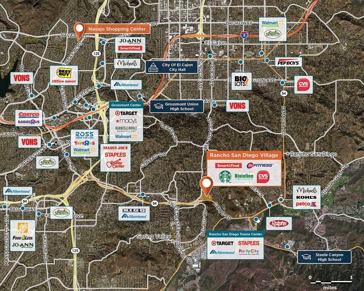 Rancho San Diego Village Trade Area Map for La Mesa, CA 91941