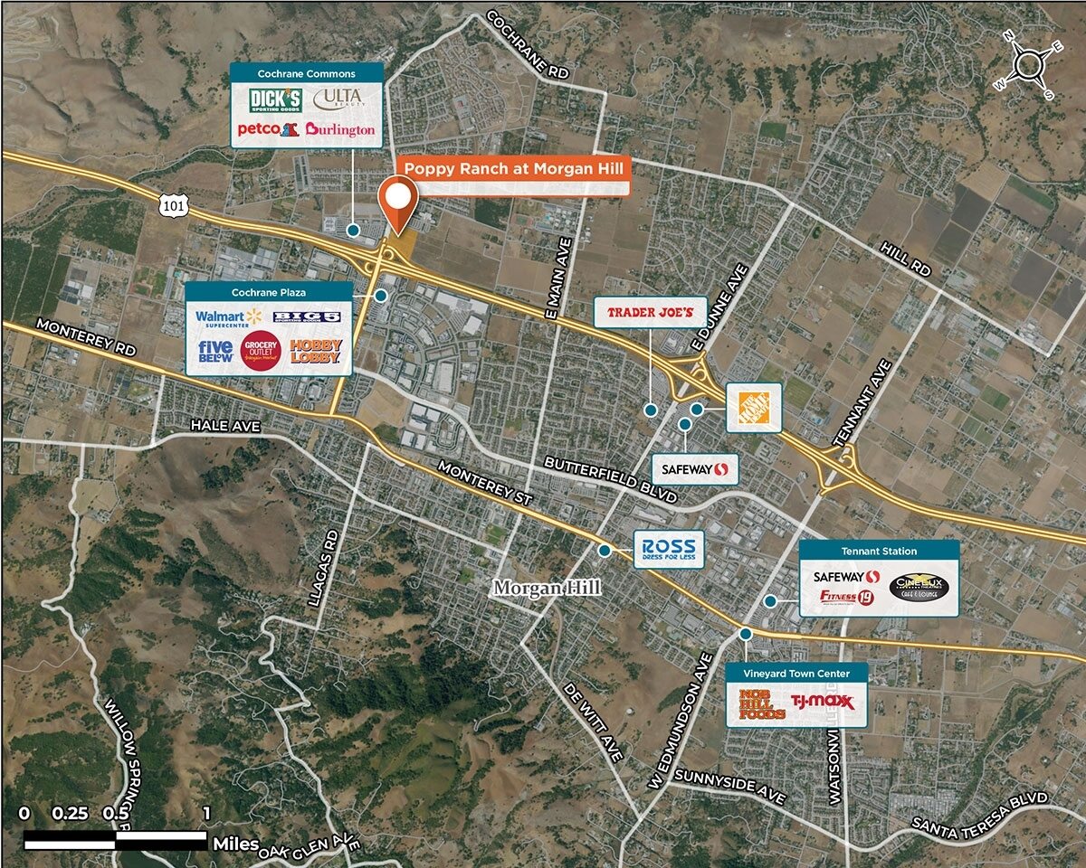 Poppy Ranch Trade Area Map for Morgan Hill, CA 95037