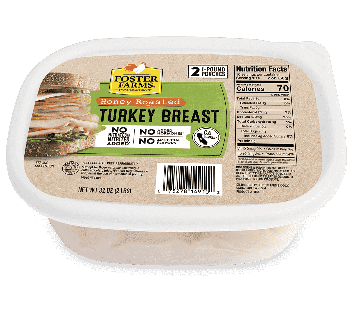 Honey Roasted Turkey Breast Tub Deli Meat - 32 oz. - Products