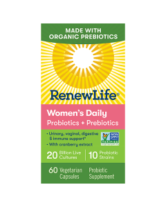 Renew Life Women's Daily Probiotics + Organic Prebiotics, 60 Capsules