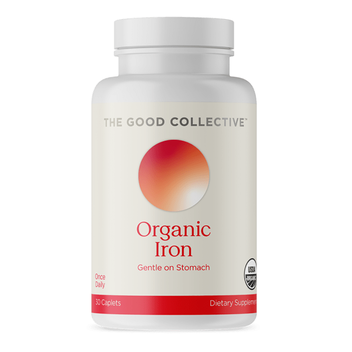 The Good Collective Organic Iron, 30 Caplets | Fruitful Yield