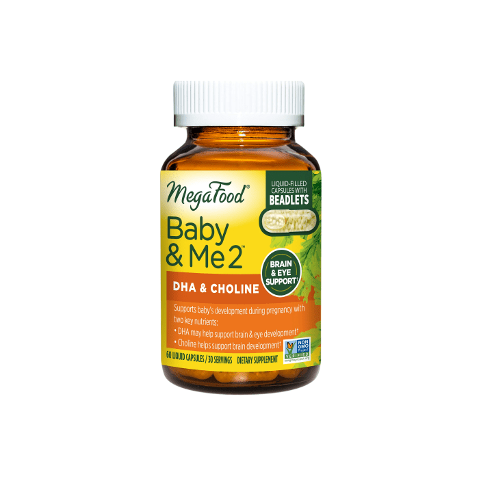 MegaFood Baby & Me 2 Prenatal DHA & Choline, 60 Capsules 