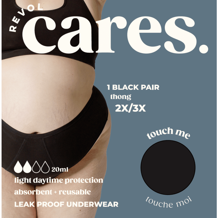Revol Cares Thong Black XS/S, 1 pair