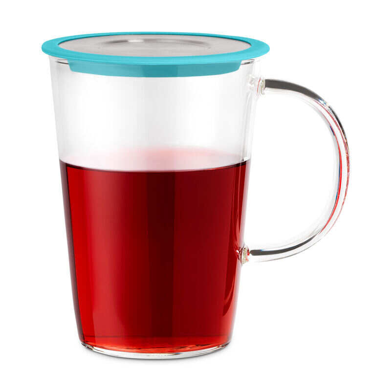 Teal Glass Pao Infuser Mug with tea