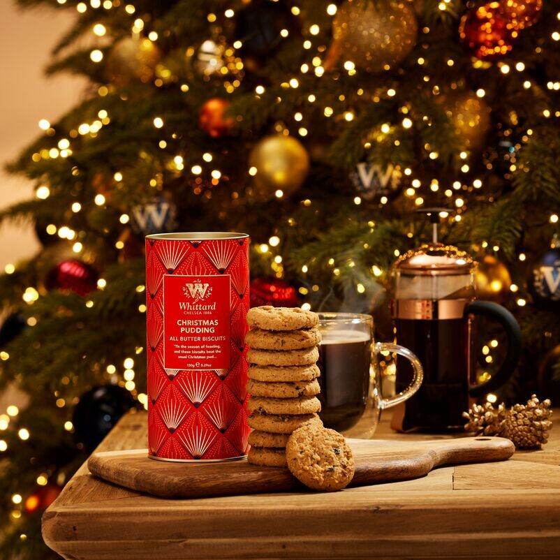 All Butter Christmas Pudding Biscuit with christmas tree 