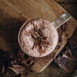 Turkish Delight Hot Chocolate in a mug shot from above