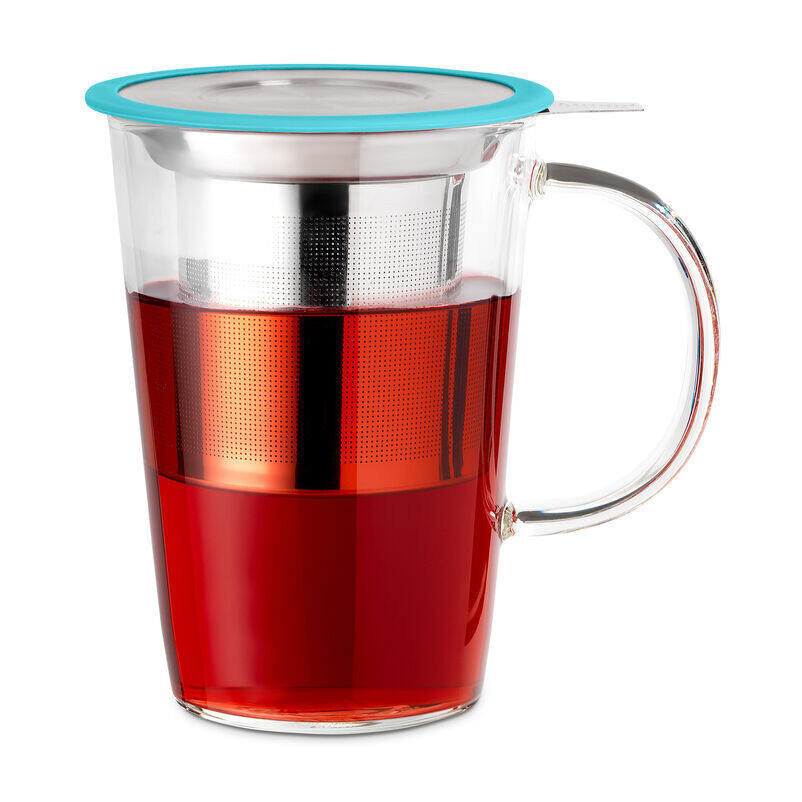 Teal Glass Pao Infuser Mug with tea