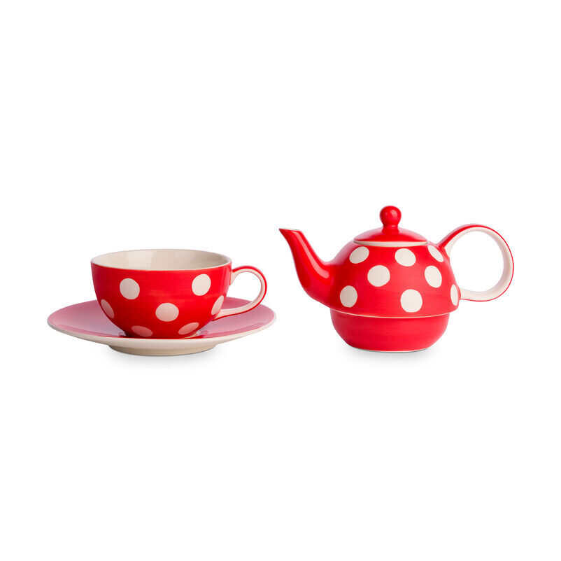 Florence Pillar Box Red Tea-For-One with cup and teapot separate