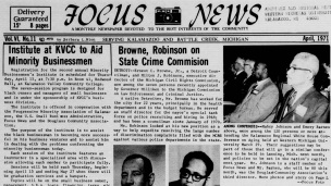 Front page of Focus News newspaper from April 1971.