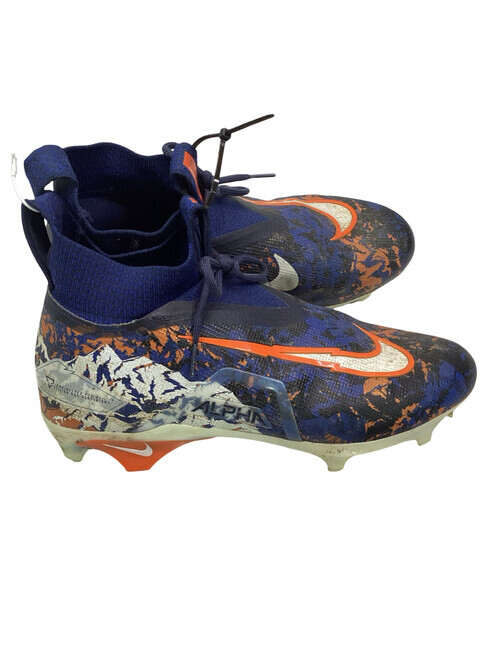 Nike Alpha Orange and Blue Cleats Houston Cartoon Nike Alpha Huarache Elite 3 Mid | Stadium  main image 4