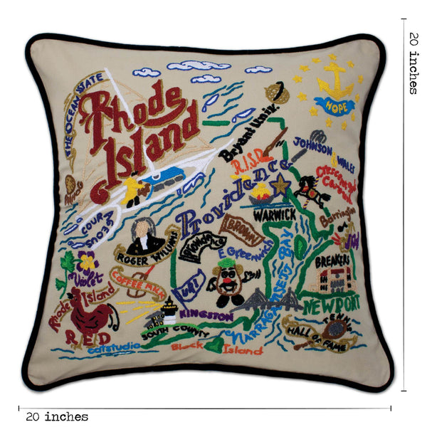 Embroidered state pillow top