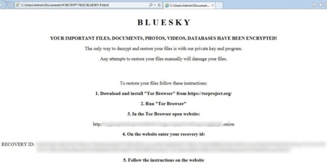 Bluesky Ransom Message (HTML)