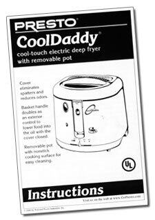 PRESTO CoolDaddy Cool Touch Deep Fryer Instruction Manual
