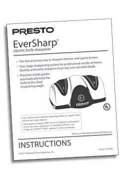 Instruction Manual for EverSharp<sup>®</sup> electric knife sharpener - Knife  Sharpeners - Presto®