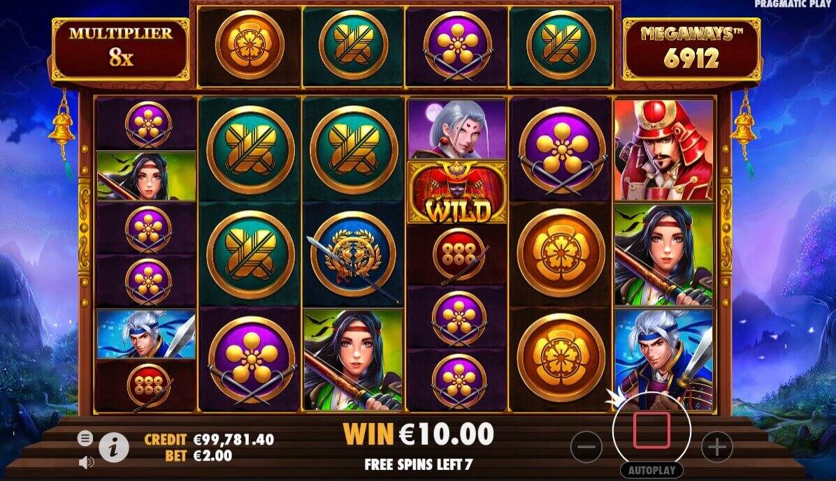 rise of samurai megaways slot free spins feature