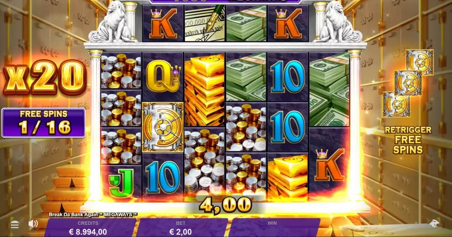 break da bank again megaways slot free spins feature