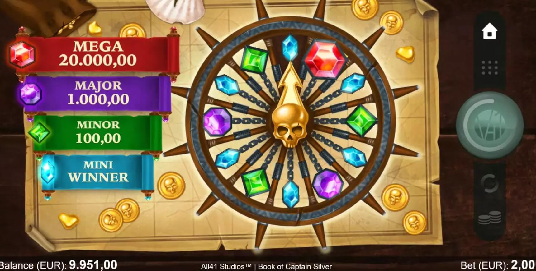 book of captain silver slot captain's wheel bonus feature