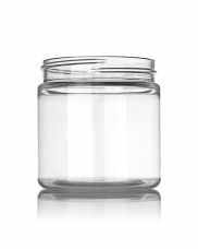 Food Jars, 16 oz Clear PET Plastic Jars w/ Red Ribbed Induction Lined Caps
