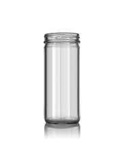 Baire Bottles - 8 oz Clear Plastic Spice Jars, 6 Pack, Red Flapper Lid, Sifter Shaker Holes and Pour Open Sides,Sealed for Freshness Liners, Pet