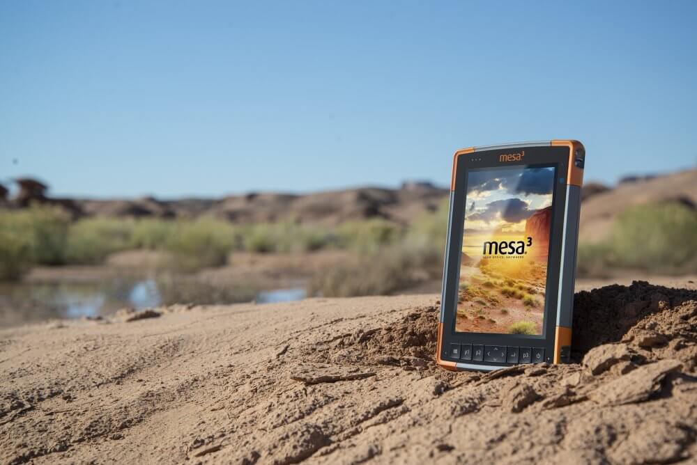 Mesa Rugged Tablet in the extreme heat of the desert, with a bright and readable display.