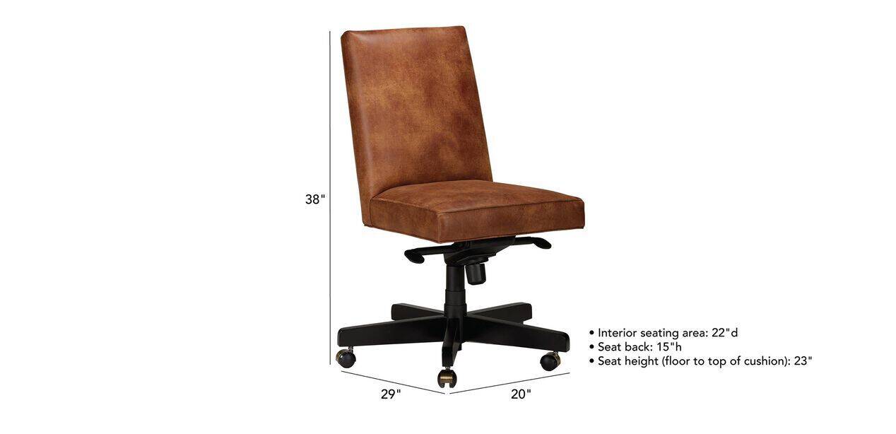 Jett Leather Desk Chair, Armless Leather Desk Chair