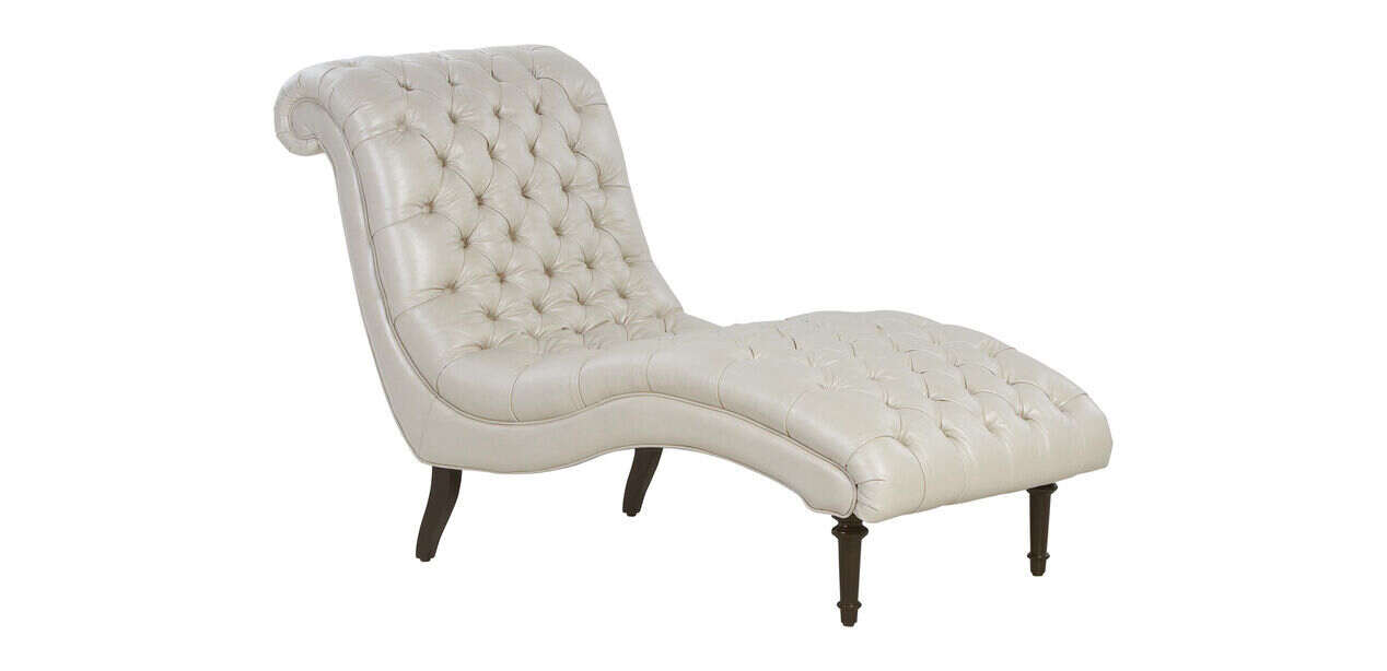 Harlowe Leather Chaise Chairs, White Leather Chaise Lounge