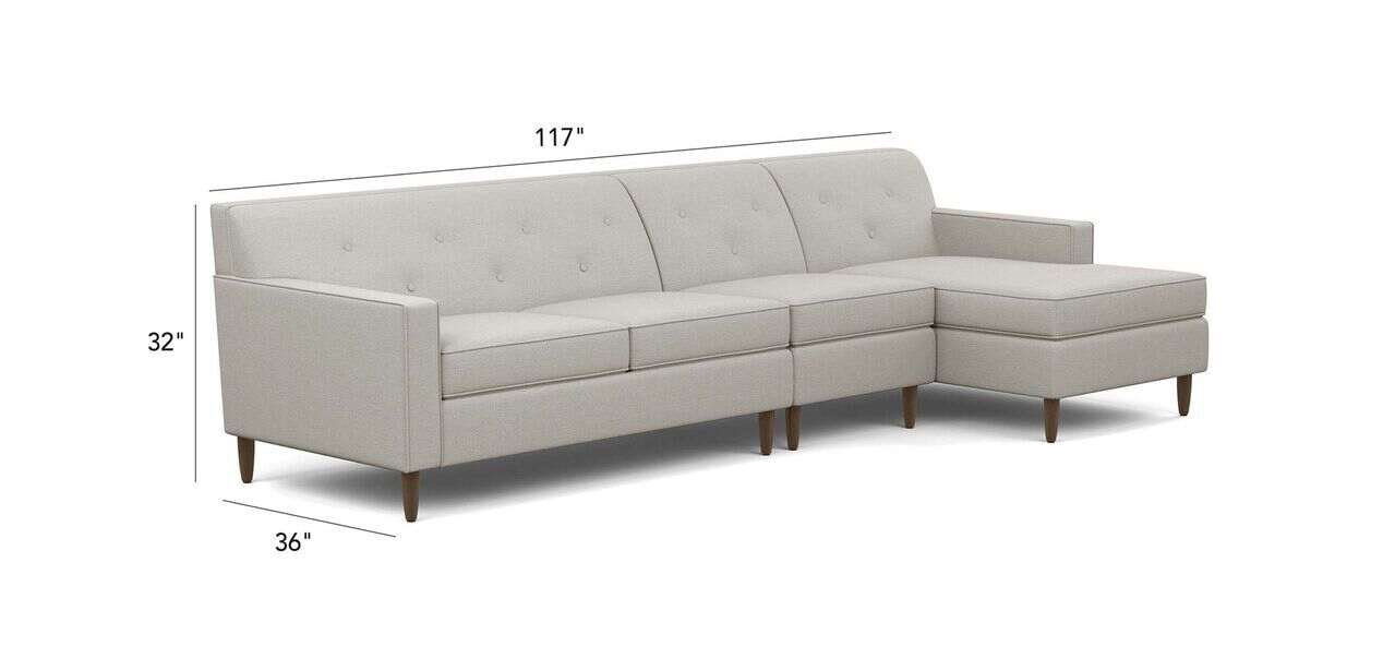 Marcus Sectional With Chaise Ethan Allen, Tight Back Sectional Sofa With Chaise
